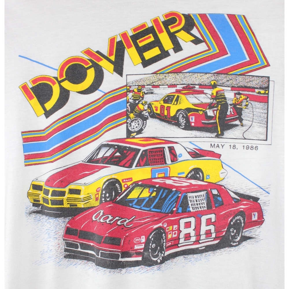 RARE Vintage 1986 Dover Racing Ringer T-Shirt - Picture 3 of 5